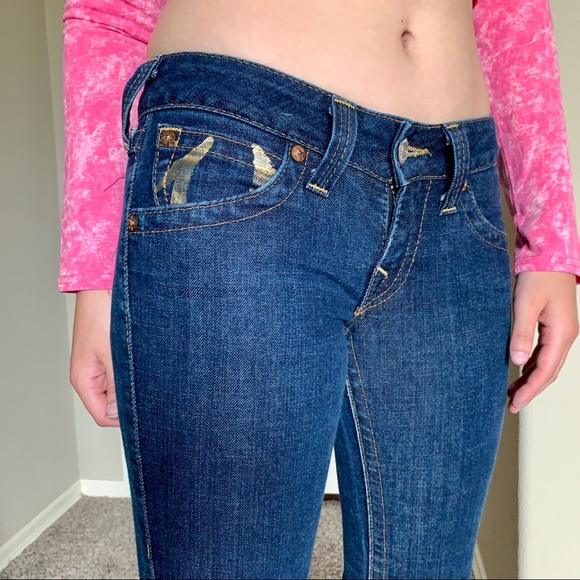 VTG Y2K True Religion Gold Low Rise Joey Jeans - Picture 4 of 17
